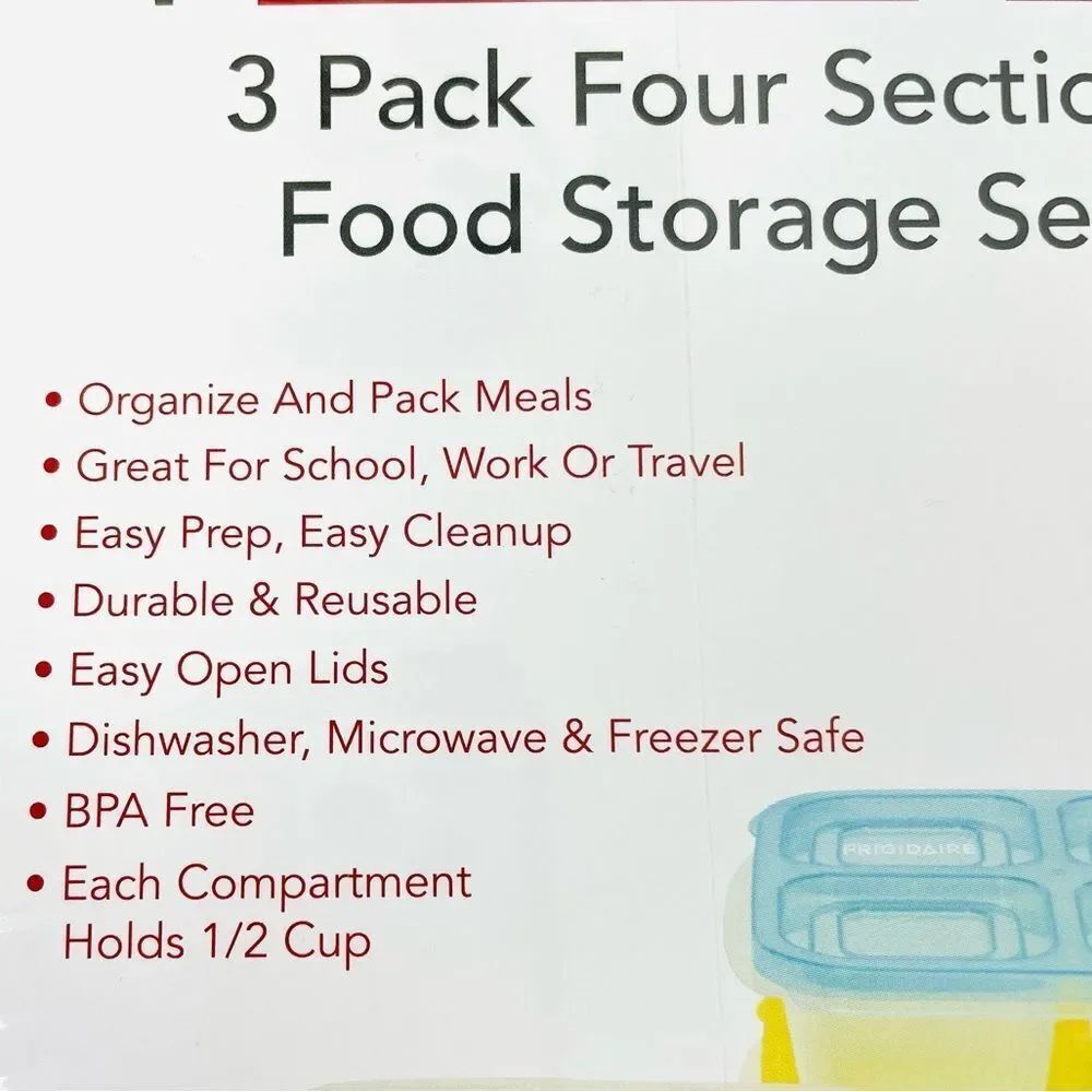 3 Pack 4 Section Food Storage Set Multicolor - Picture 5 of 5